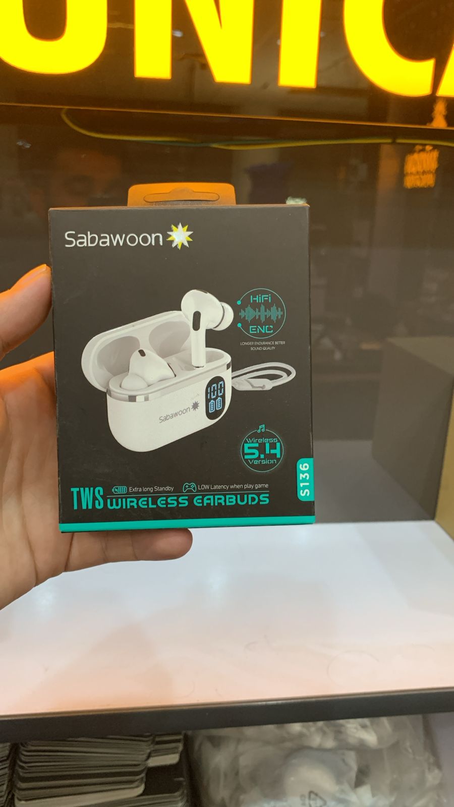 Imported Sabawoon ST36 Wireless Earbuds Bluetooth 5.4 with ENC & Digital Display