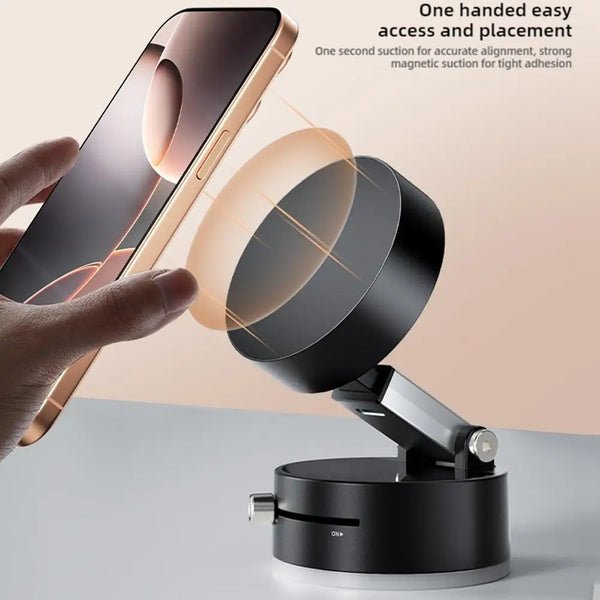 Vacuum Magnetic Suction Cup Folding Swivel Stand –360° Rotation Double-Sided Universal Mobile Phone Holder