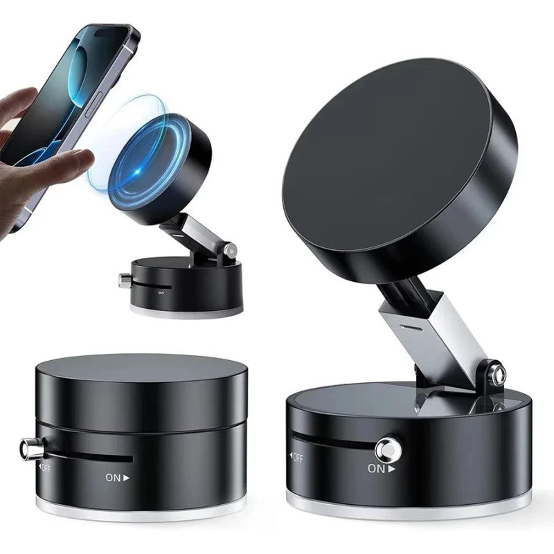 Vacuum Magnetic Suction Cup Folding Swivel Stand –360° Rotation Double-Sided Universal Mobile Phone Holder