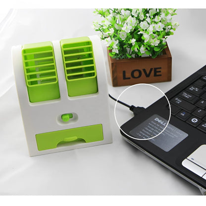 Portable Mini AC Air Cooler – USB & Battery Operated | Dual Blower with Ice Tray | Blade-less Cooling Fan for Home, Shop, Kitchen, Table & Outdoor Use