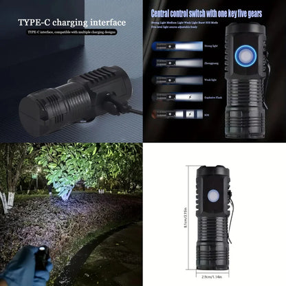 Rechargeable 3-LED Mini Flashlight – Portable Emergency Touch Light with Cable