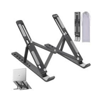 Metal Body Laptop Stand | Creative Folding Storage Bracket | Adjustable Portable Durable | 24×4.5cm Folded / 24×16.5cm Opened
